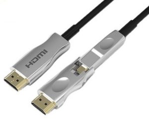 כבל AOC HDMI 2.0 מבוסס סיב אופטי עם ראש נתיק להשחלה בצד אחד באורך 15 מטר תומך