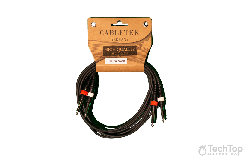 כבל סאונד זוג מחברי PL 6.3 mm זכר לזוג 2 PL 6.3mm זכר 3 מטר דגם DUL004/3M מבית CABLETEK