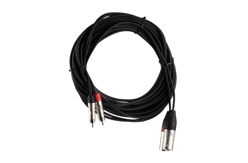 זוג כבלים 2*XLR ל 2*RCA באורך 10 מטר דגם PD010/10M