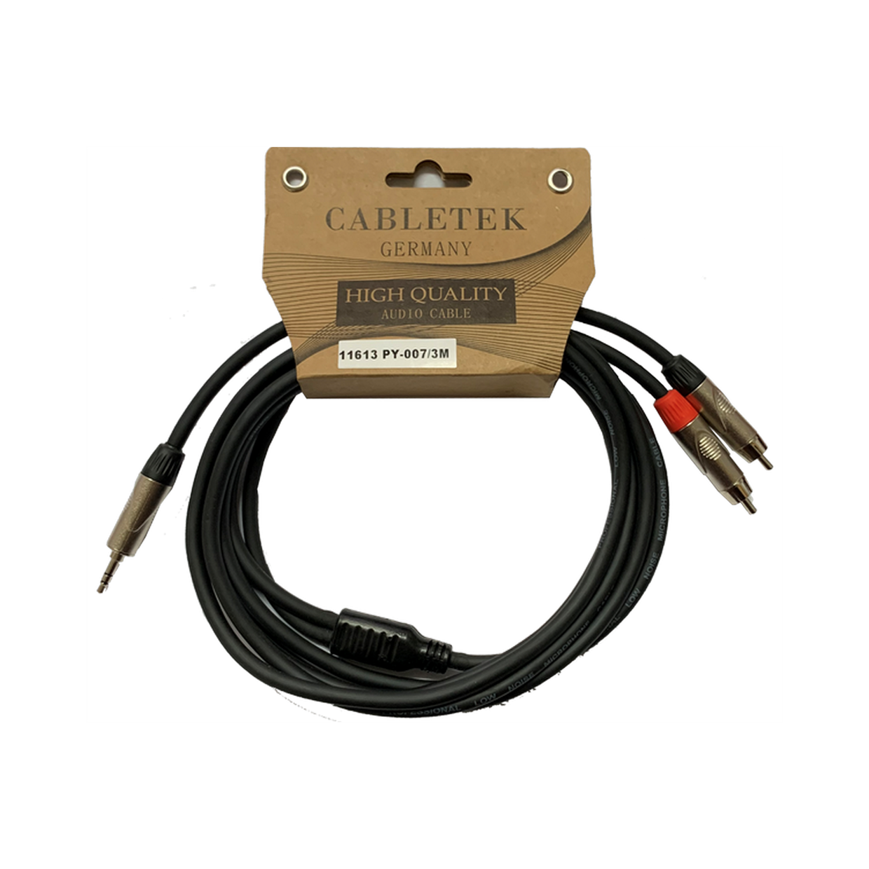 כבל סאונד Y PL 3.5 mm זכר ל2 RCA זכר 3 מטר דגם PY-007/3M מבית CABLETEK